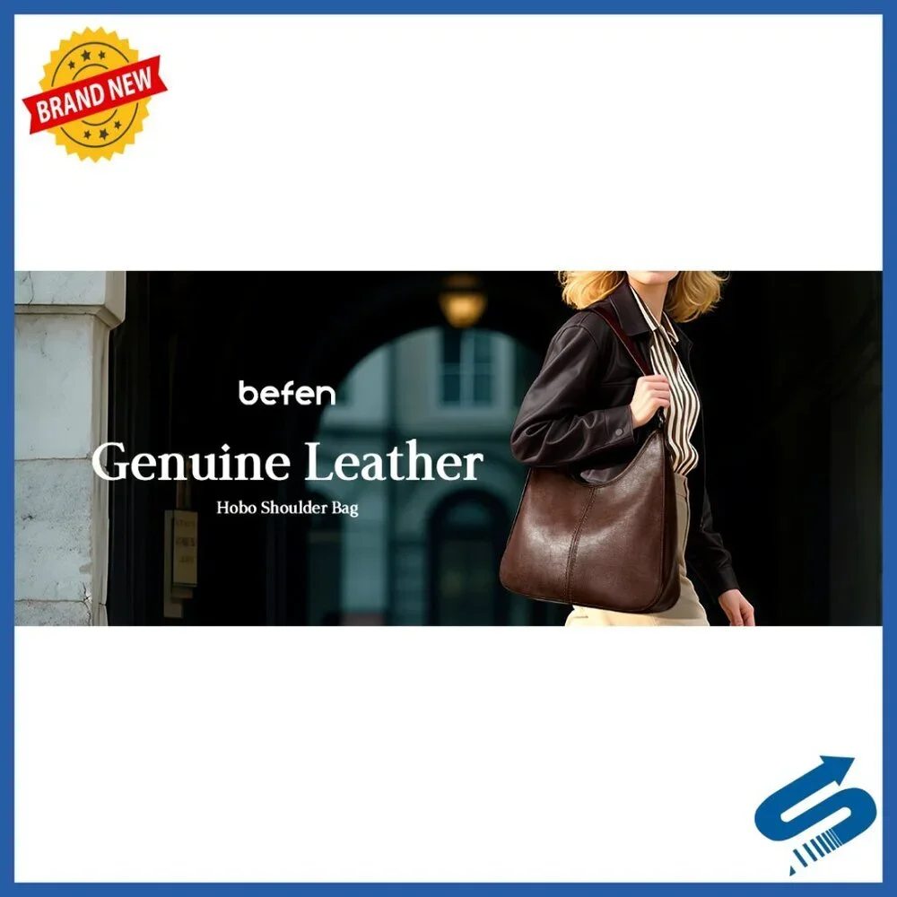 Genuine Leather Hobo Shoulder Bag with Adjustable Strap, 5.1L Capacity